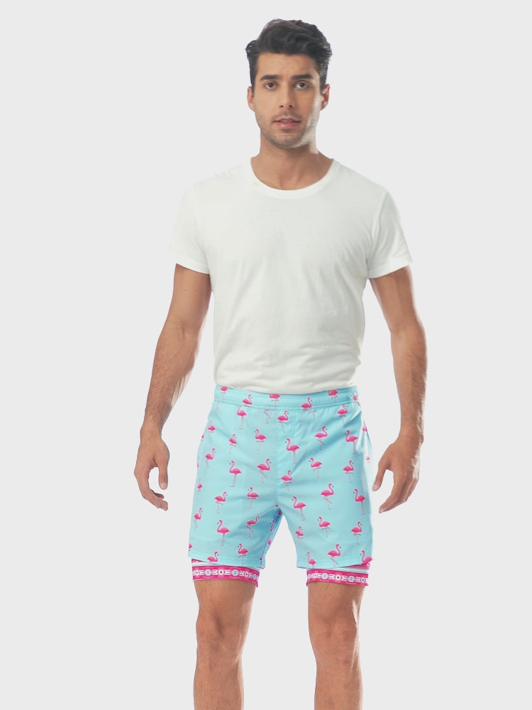 LRD Mens 5" Inseam Swim Trunks with Compression Liner