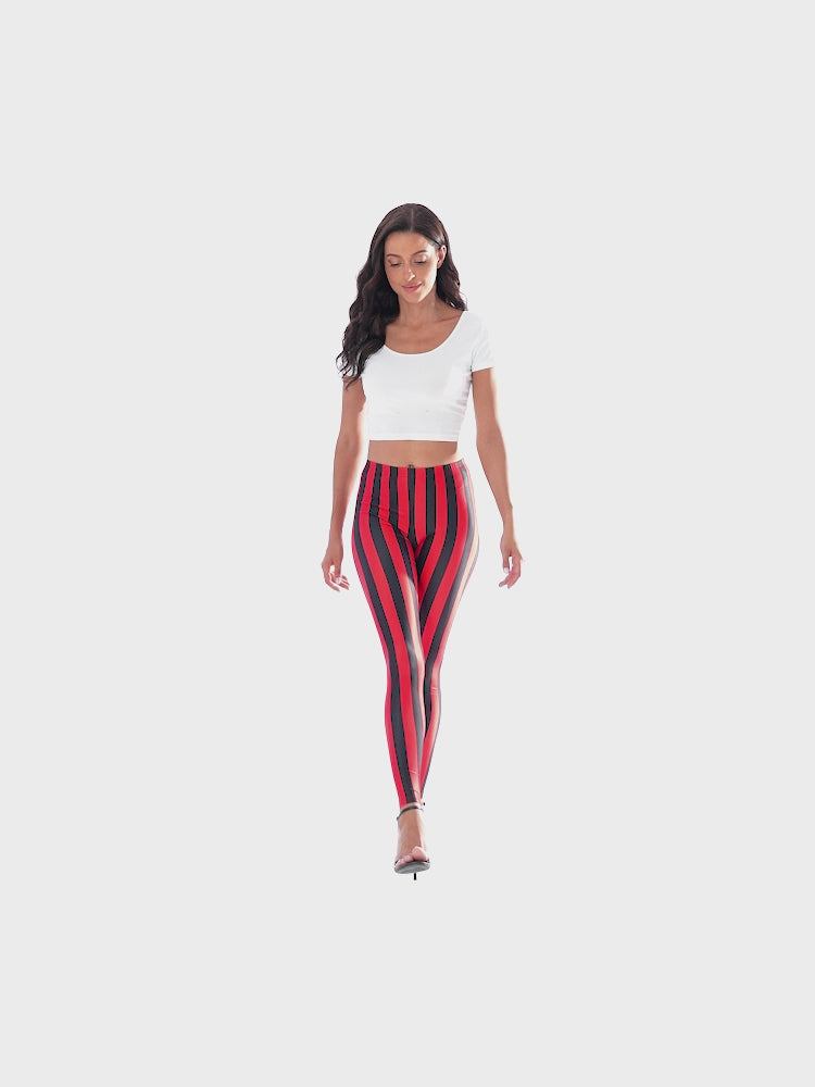 Black and Red Stripes Graphic Leggings