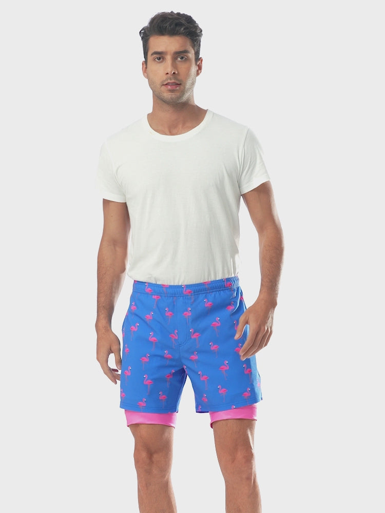 LRD Mens 5" Inseam Swim Trunks with Compression Liner