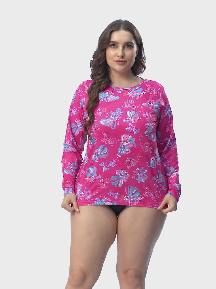 HDE Plus Size Rash Guard for Women UPF 50 Quick Dry Long Sleeve Swim Top