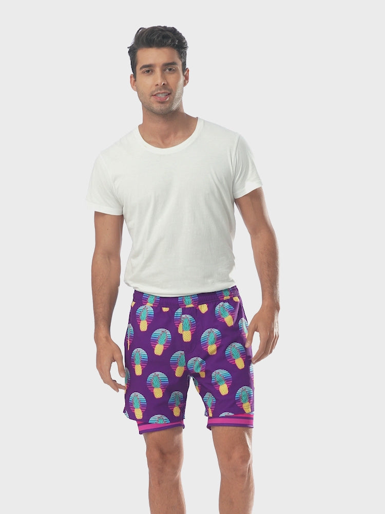 LRD Mens 5" Inseam Swim Trunks with Compression Liner