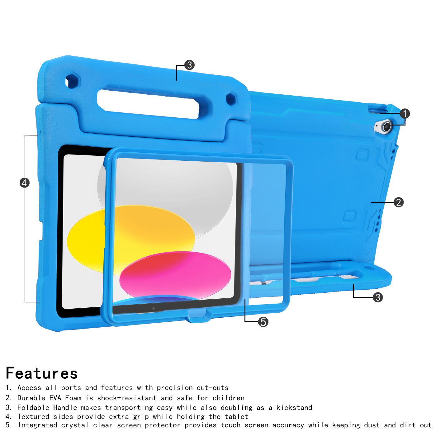 HDE iPad 10th Generation Case for Kids with Built-in Screen Protector Shockproof iPad Cover 10.9 inch Secondary image