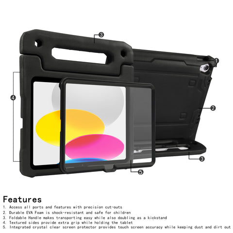 HDE iPad 10th Generation Case for Kids with Built-in Screen Protector Shockproof iPad Cover 10.9 inch