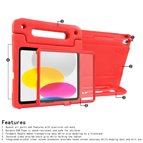 HDE iPad 10th Generation Case for Kids with Built-in Screen Protector Shockproof iPad Cover 10.9 inch