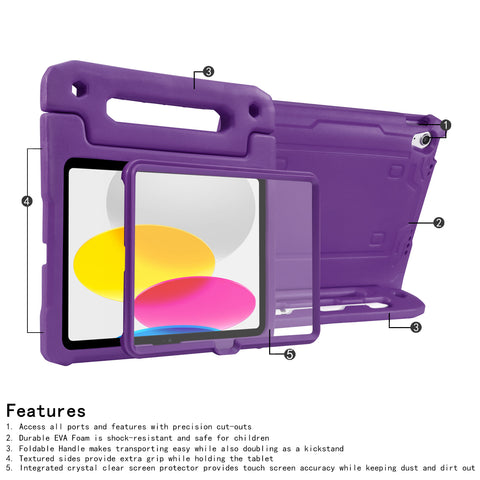 HDE iPad 10th Generation Case for Kids with Built-in Screen Protector Shockproof iPad Cover 10.9 inch