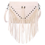 Black PU Leather Hobo Fringe Crossbody Tassel Purse Small Handbag