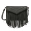 Black PU Leather Hobo Fringe Crossbody Tassel Purse Small Handbag
