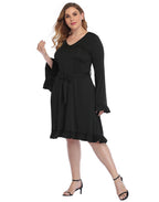 Black Plus Size Bell Sleeve Dress