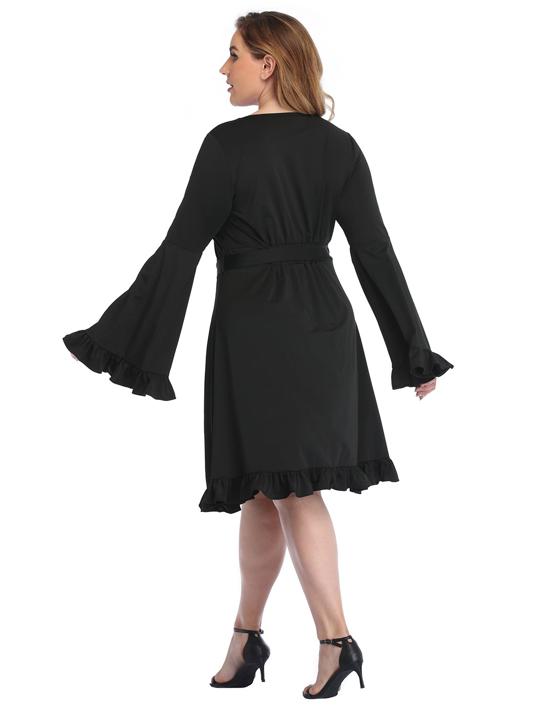 Black Plus Size Bell Sleeve Dress