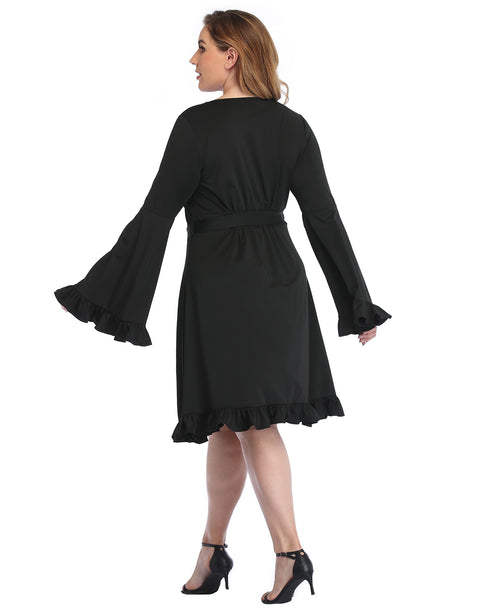 Black Plus Size Bell Sleeve Dress