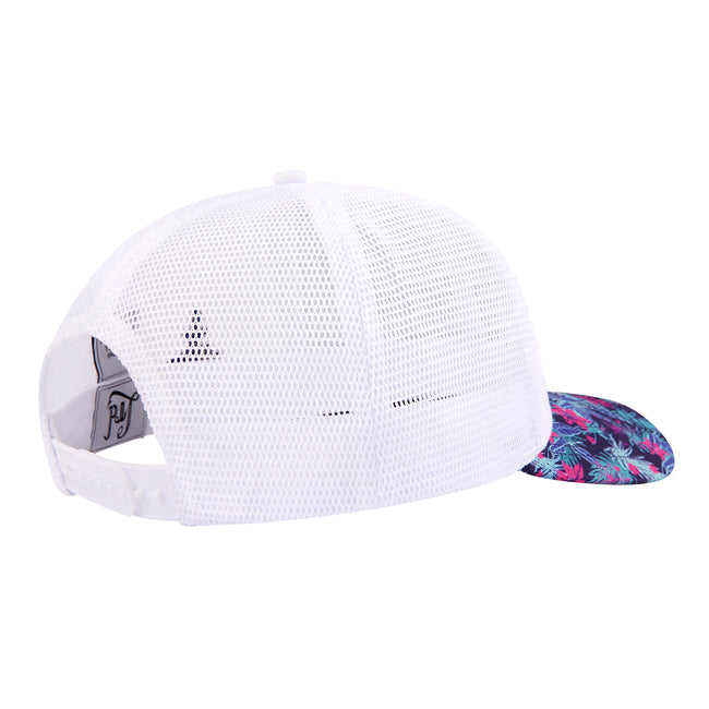 White Tropical Trout Trucker Hat Men's – side view