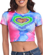 Heart Cut Out Crop Top Short Sleeve T Shirt