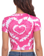 Heart Cut Out Crop Top Short Sleeve T Shirt