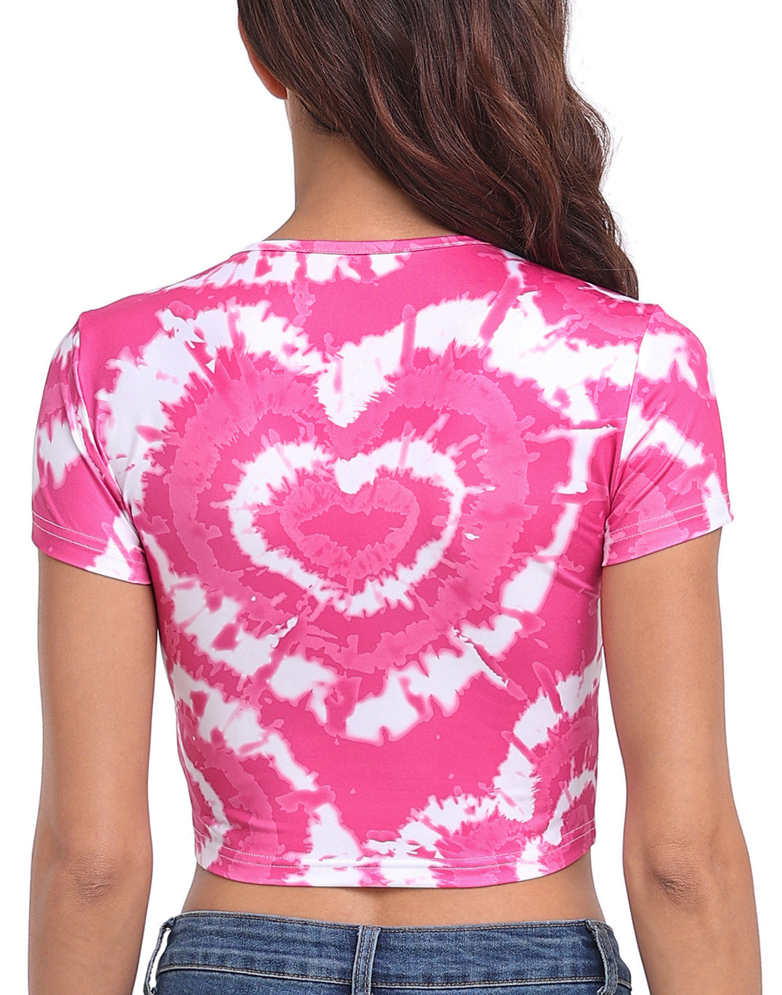 Heart Cut Out Crop Top Short Sleeve T Shirt