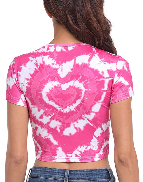 Heart Cut Out Crop Top Short Sleeve T Shirt