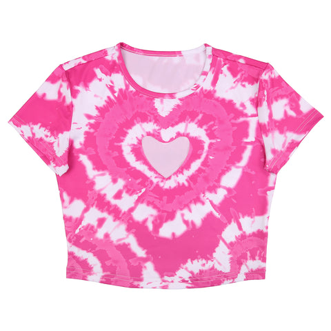 Heart Cut Out Crop Top Short Sleeve T Shirt