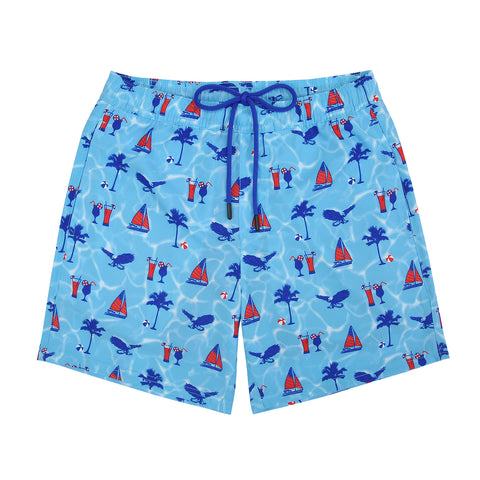 LRD Mens 7" Inseam Swim Trunks with Compression Liner