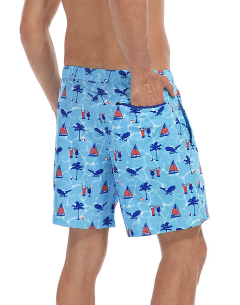 LRD Mens 7" Inseam Swim Trunks with Compression Liner