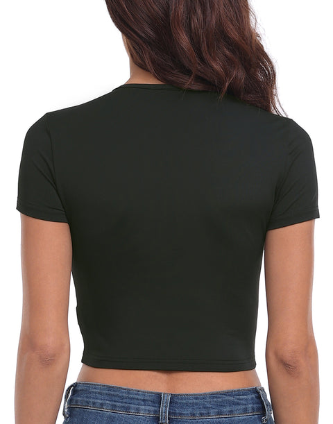 Heart Cut Out Crop Top Short Sleeve T Shirt
