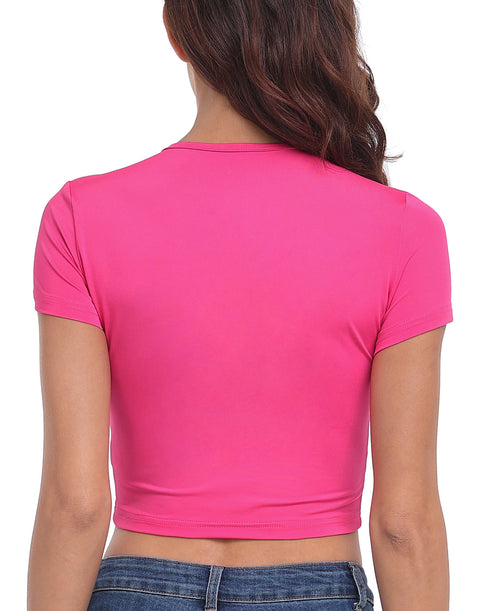 Heart Cut Out Crop Top Short Sleeve T Shirt