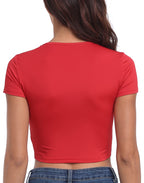 Heart Cut Out Crop Top Short Sleeve T Shirt