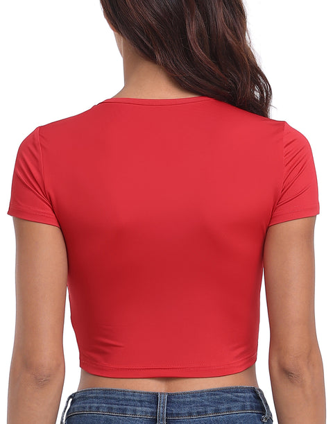 Heart Cut Out Crop Top Short Sleeve T Shirt