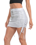 Shiny Metallic Drawstring Skirt