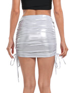 Shiny Metallic Drawstring Skirt