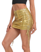 Shiny Metallic Drawstring Skirt