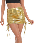 Shiny Metallic Drawstring Skirt