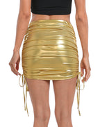 Shiny Metallic Drawstring Skirt
