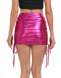 Shiny Metallic Drawstring Skirt