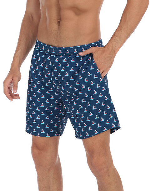 LRD Mens 7" Inseam Swim Trunks with Compression Liner