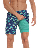 LRD Mens 7" Inseam Swim Trunks with Compression Liner