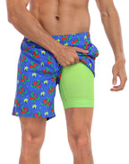 LRD Mens 7" Inseam Swim Trunks with Compression Liner