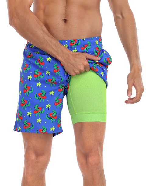 LRD Mens 7" Inseam Swim Trunks with Compression Liner