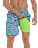 LRD Mens 7" Inseam Swim Trunks with Compression Liner
