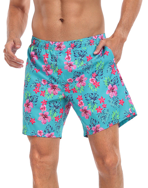 LRD Mens 7" Inseam Swim Trunks with Compression Liner