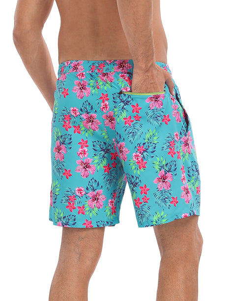 LRD Mens 7" Inseam Swim Trunks with Compression Liner