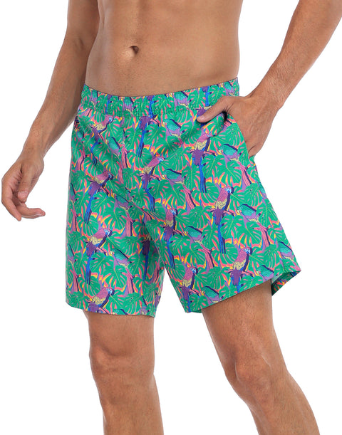 LRD Mens 7" Inseam Swim Trunks with Compression Liner