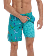 LRD Mens 7" Inseam Swim Trunks with Compression Liner