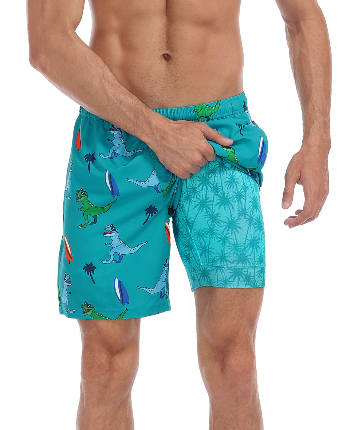 LRD Mens 7" Inseam Swim Trunks with Compression Liner