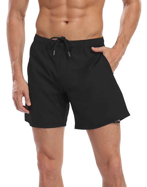LRD Mens 7" Inseam Swim Trunks with Compression Liner