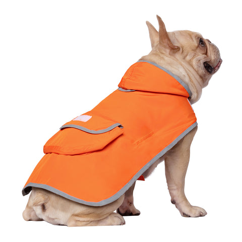 Reversible Orange & Camo Dog Raincoat with Hood