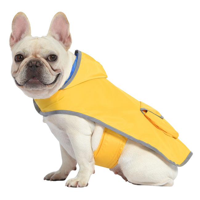 Reversible Dog Raincoat Yellow Ducks Hood – product view 6