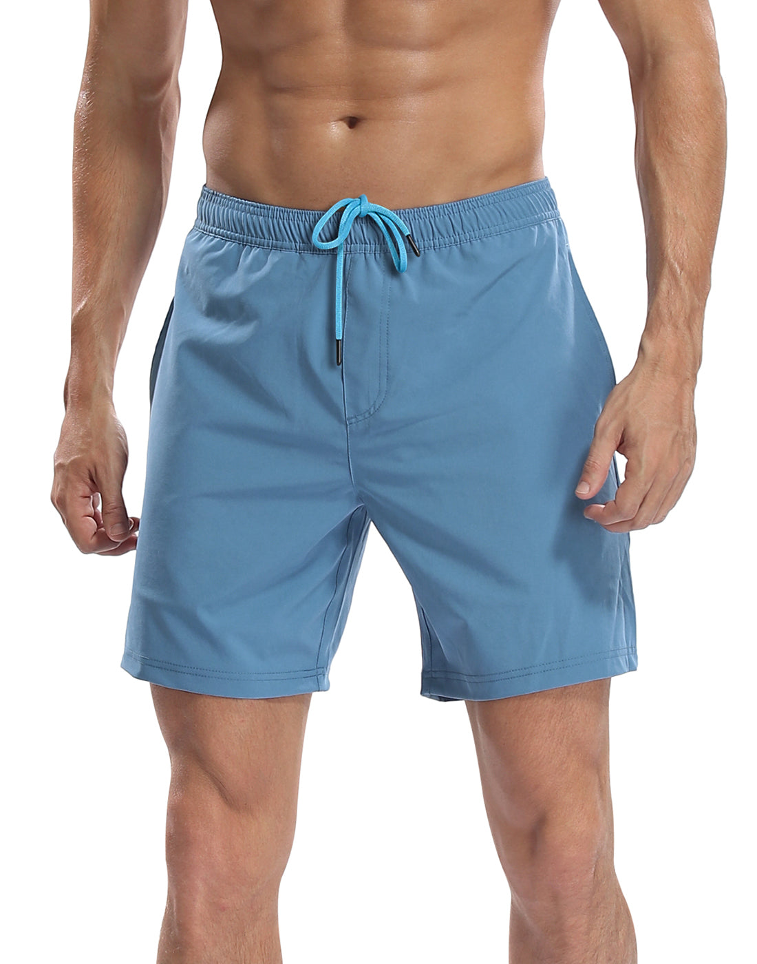 Blue Workout Shorts with Getting' Tropical Compression Liner 7 inch Inseam Secondary image