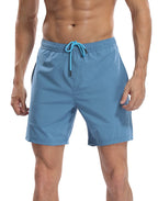 Blue Workout Shorts with Getting' Tropical Compression Liner 7 inch Inseam