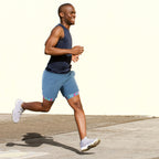 Blue Workout Shorts with Getting' Tropical Compression Liner 7 inch Inseam