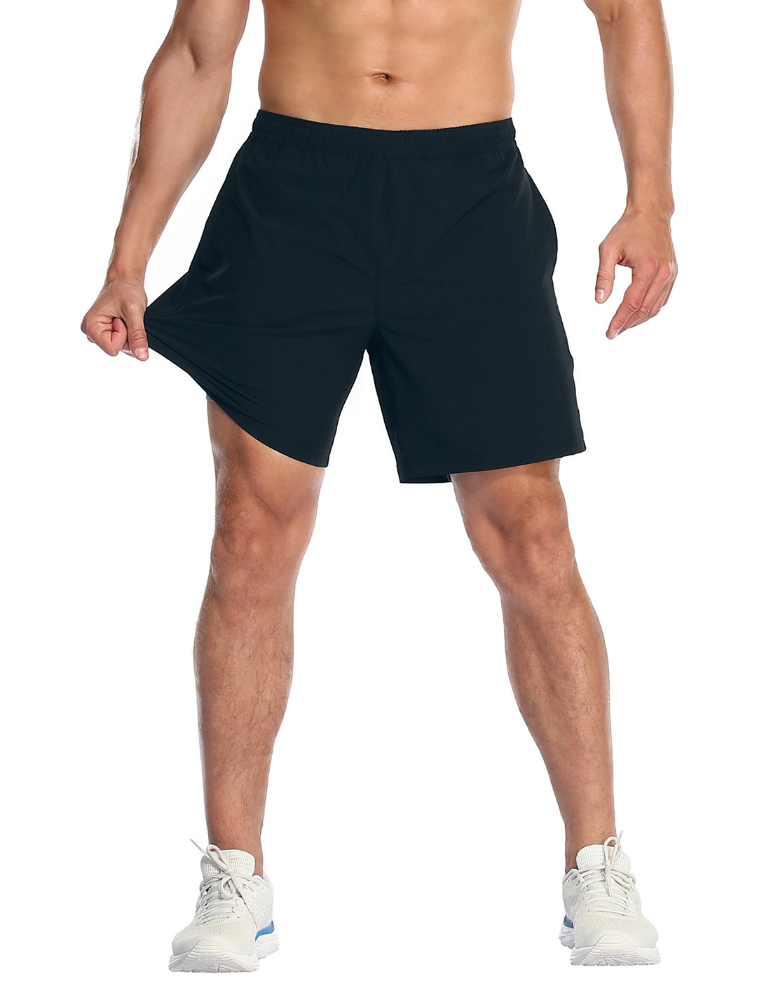 Navy Workout Shorts 7" Compression Liner – back view