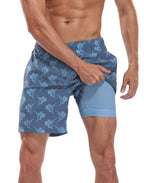 LRD Mens 7" Inseam Swim Trunks with Compression Liner